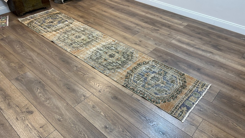 2.2 x 10.2 Ft, Brown Runner Rug, Handmade Runner Rug, Wool Rug, Woven Rug