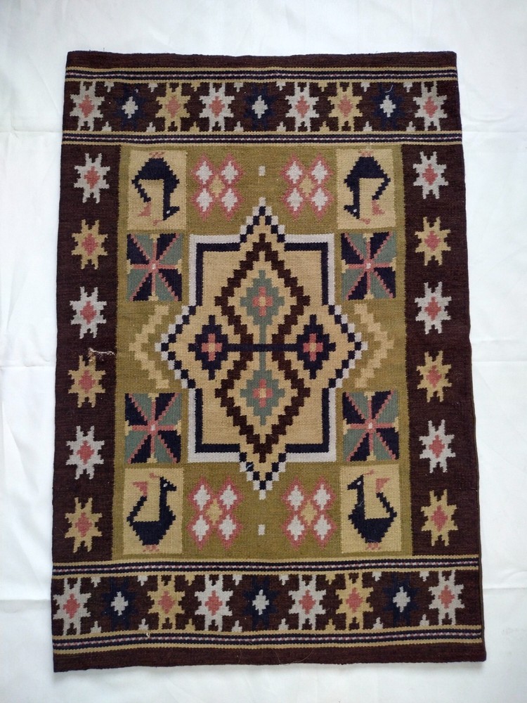 Vintage swedish skane Scandinavian rollakan rug flatweave handwoven 1019