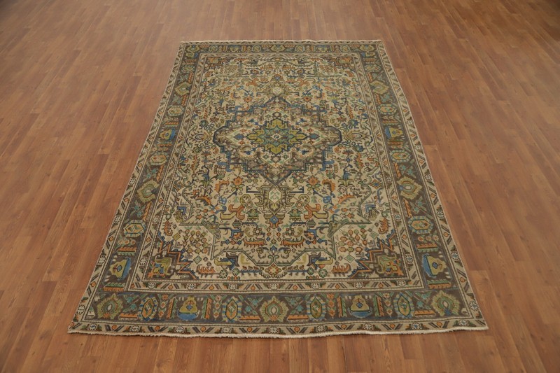 Traditional Geometric Vintage Handmade Wool Area Rug 6x9 ft for Living Room gallery