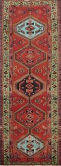 Geometric Tribal Traditional Wool Hand-knotted Vintage 11 ft Runner Rug 3×11