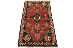Shirazi Rug 3’4” x 5’7” Red Wool Vintage Tribal Hand-Knotted Oriental Carpet
