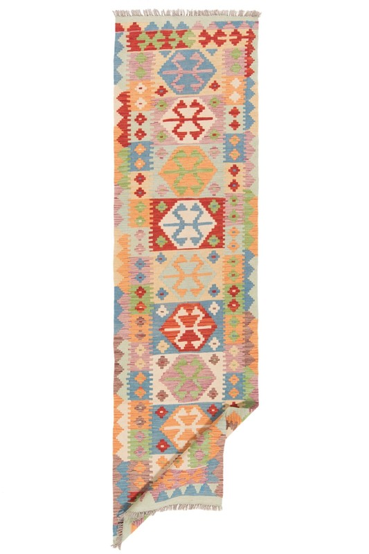Kelim Afghan 288x77 cm Handwoven Oriental Carpet Rug Runner Kilim gallery