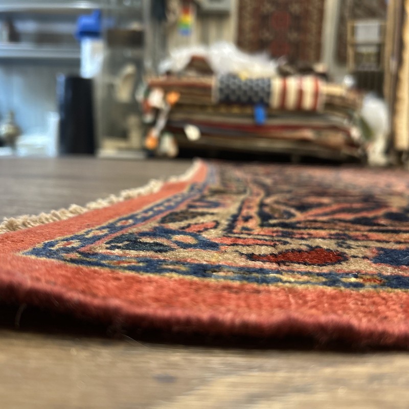 Antique Per'sian Sarouk Rug 11”5 x 8”11, Red/Navy blue Floral, 1920s Wool Rug gallery
