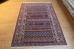 SUMAK KILIM RUG 4×6 ft. Handmade Hand Woven Wool Area rug.