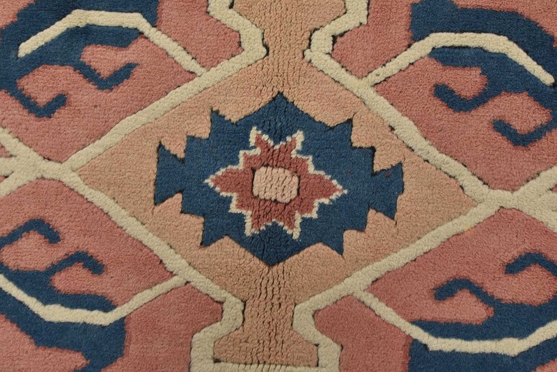 Vintage Tribal Rug 6′ x 8’3” White Wool Geometric Hand-Knotted Oriental Carpet gallery