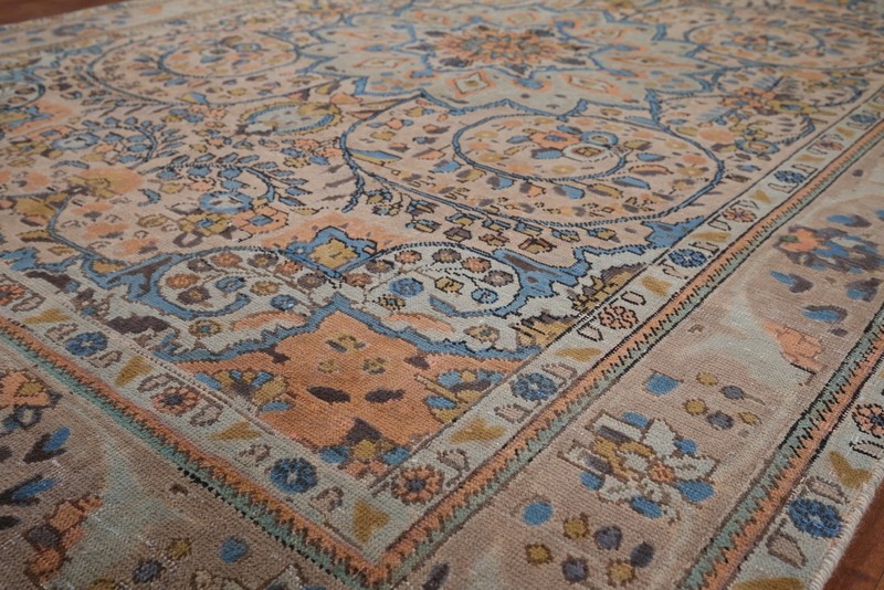 Vintage Brown Wool Over-Dyed Handmade Floral Tebriz Living Room Rug 7x10 Carpet gallery