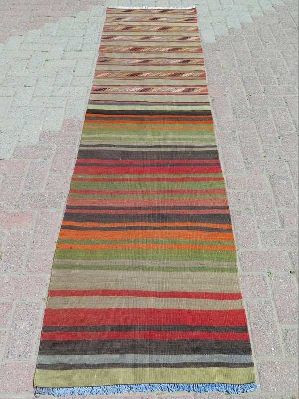 Rug Runner, Stair Rug Vintage Turkish Kilim Runner Hallway Rugs Long Rug 26X103" gallery