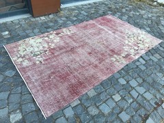 Bohemian Area Rug Handmade Wool Rug Turkish Vintage Traditional Rug 4,5 x 8,1 ft