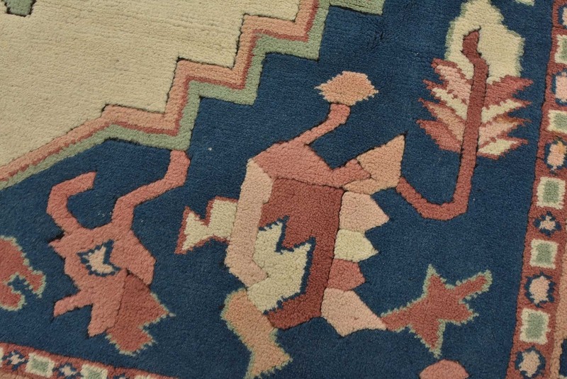 Vintage Tribal Rug 6′ x 8’3” White Wool Geometric Hand-Knotted Oriental Carpet gallery