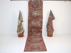 2×11 Red Runner Rug, Handmade Turkish Rug, Vintage Tribal Geometric, 2.4×10.8 Ft