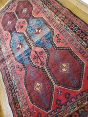 4.2 x 7.10 ANTIQUE KAZAK VINTAGE HERIZ RUG CAUCASIAN SERAPI OUSHAK SHIRVAN KULA