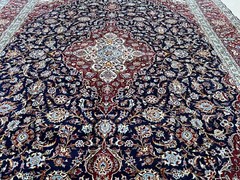 Navy Fine Genuine Hand Knotted Classic KashanArea Rug Traditional 10’1”x12’11”
