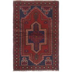Authentic Balochi Rug Vintage Wool Rug 4.5×2.5 ft