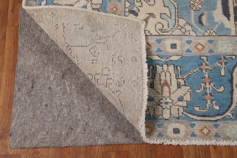 Blue Room Size Area Rug 9x13 Over-Dyed Wool Handmade Floral Classic Carpet gallery
