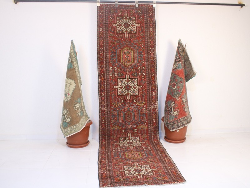 3x10 Red Runner Rug, Handmade Turkish Rug, Neutral Wool Rug, 2.6x9.5 Ft gallery
