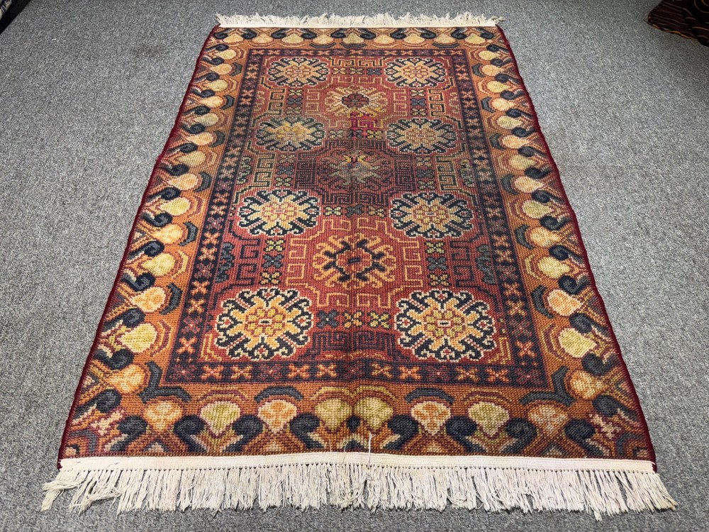 Fine Antique Caucasian Rug 3x5 ft Hand Knotted Heris Kazak Vintage Oriental Rug