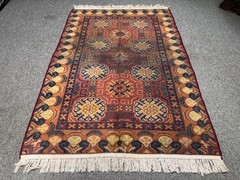 Fine Antique Caucasian Rug 3×5 ft Hand Knotted Heris Kazak Vintage Oriental Rug