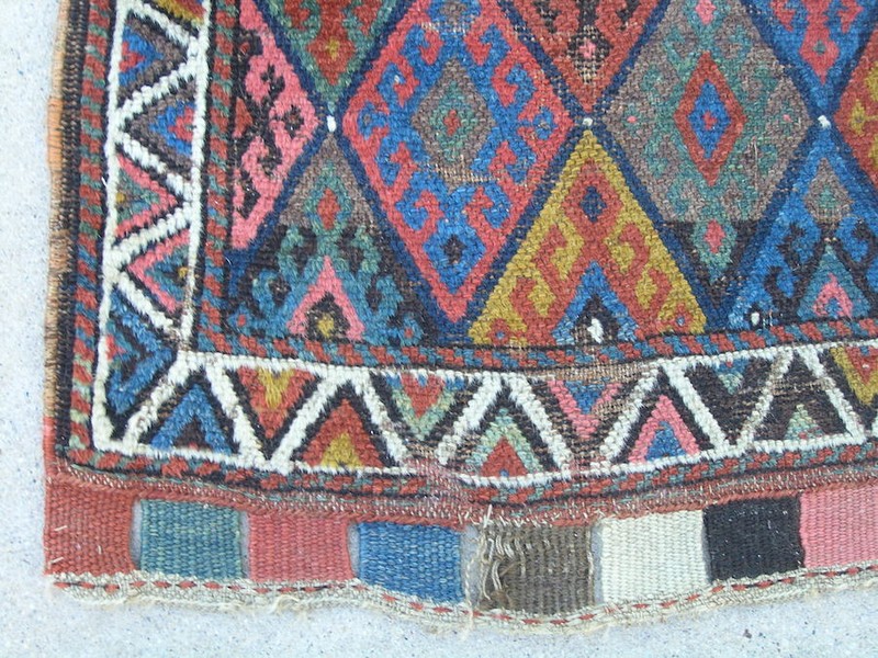 Antique 19th Century Jaff Kurd Kurdish Bag Face 25x28" Exceptional Colors Washed gallery