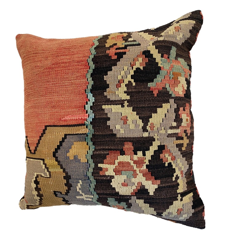 # 4422 Superb Custom Made Old Turkish Tribal Kilim Pillow Cover 20" by 20"