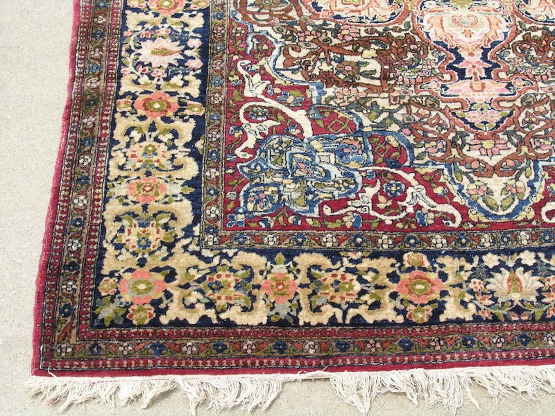 Antique 1850s I s p h a h a n Ahmad Agha Fine Oriental Rug Carpet 4'9"x6'3" pile gallery