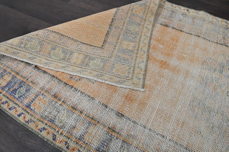 Vintage Turkish Runner Rug 3x11ft ORANGE Handmade Anatolian Oushak Hallway Wool gallery