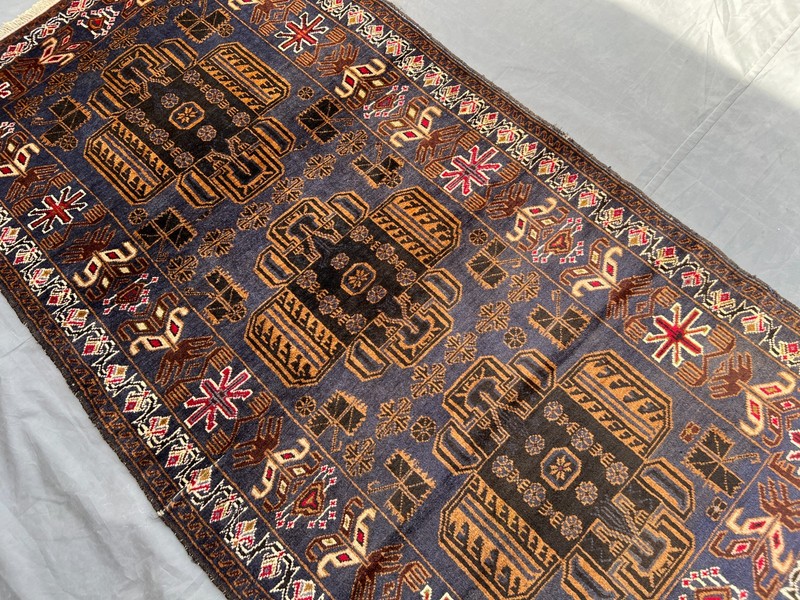 Blue Brown Caucasian Rug 4x7 Vintage Hand Knotted Tribal Geometric Wool Boho gallery