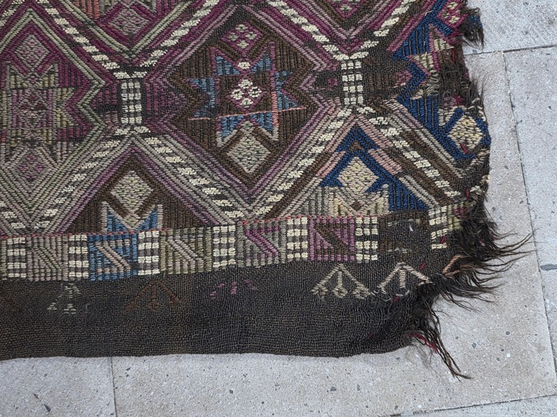 Antique Reyhanlı Sack Rug, Old Wool Tribal Carpet, Anatolian Bag Face Textile gallery