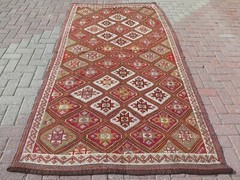 Vintage Turkish Rug, Area Rug, Large Kilim, Floor Rug, Wool Rug, Carpet 55″X106″