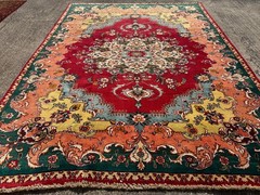 COLORFUL ANTIQUE RUG 8×11 handmade oriental HAND-KNOTTED VINTAGE geometric 8×10