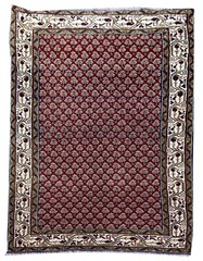 Hand Knotted Vintage Sultanabad Badam Gul Mir Wool Area Rug 4.4 x 2.3 Ft