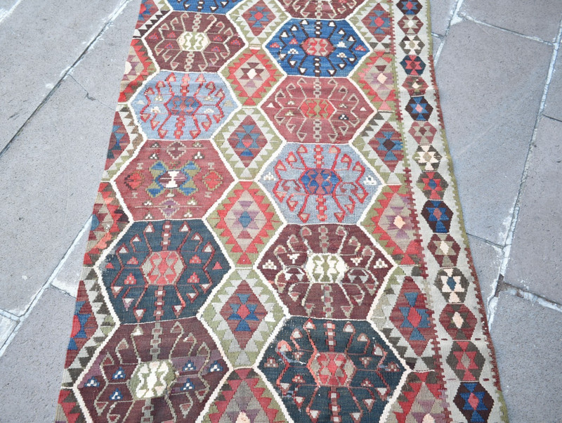 Antique Turkish Rug 34'' x 112'' Collector's Item Fragment Kagizman Wool Rug gallery