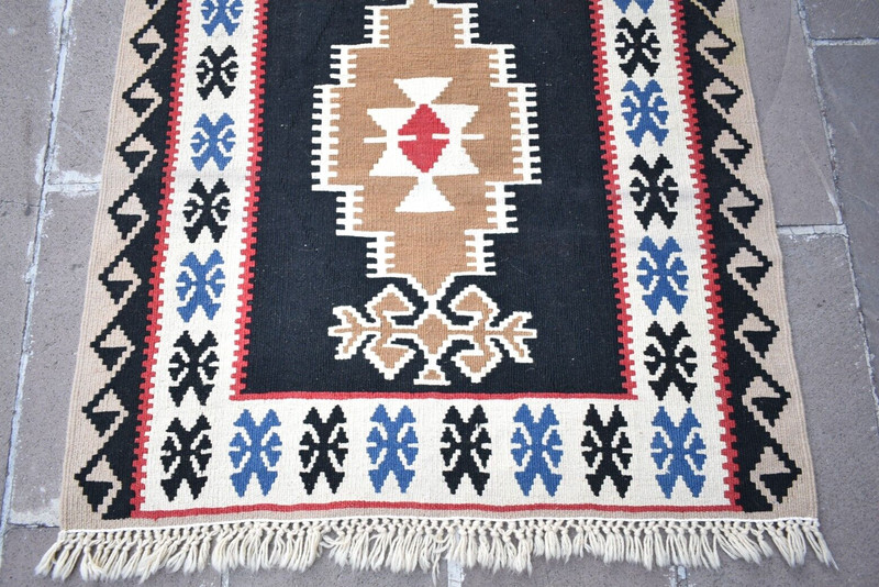 Vintage Turkish Rug 40'' x 70'' Flat Woven Kayseri Yahyali Rug Organic Wool Rug gallery