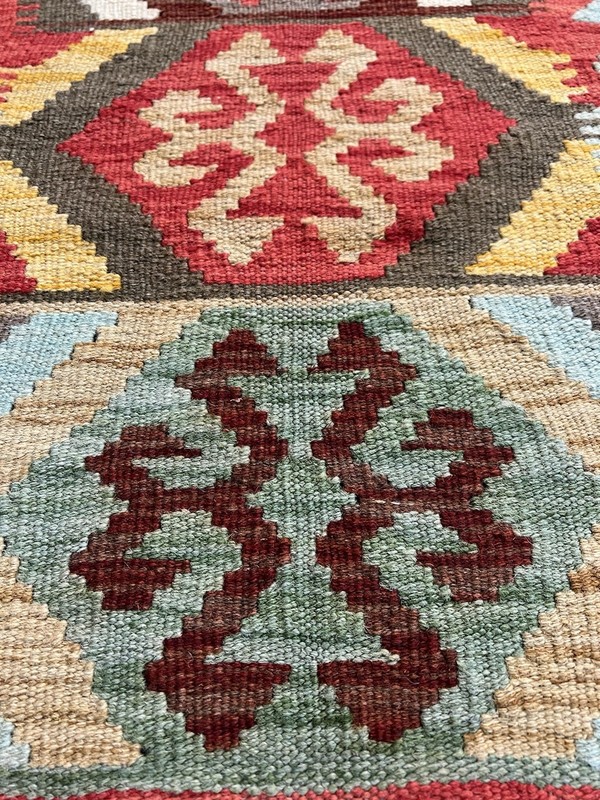 Handmade Kilim Runner wool natural colours Afghan Traditional 288cmx88cm gallery