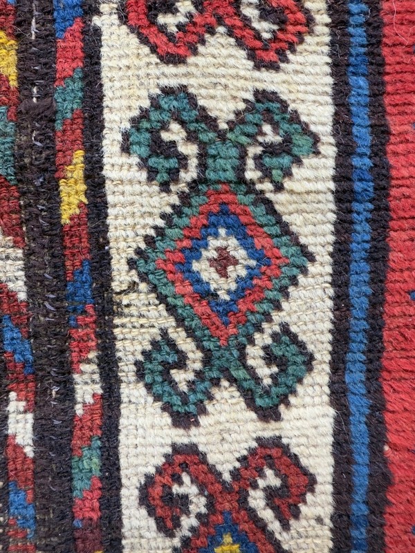 Antique Hand Knotted Caucasian Border Wool Rug Fragment 103x43 Cm gallery