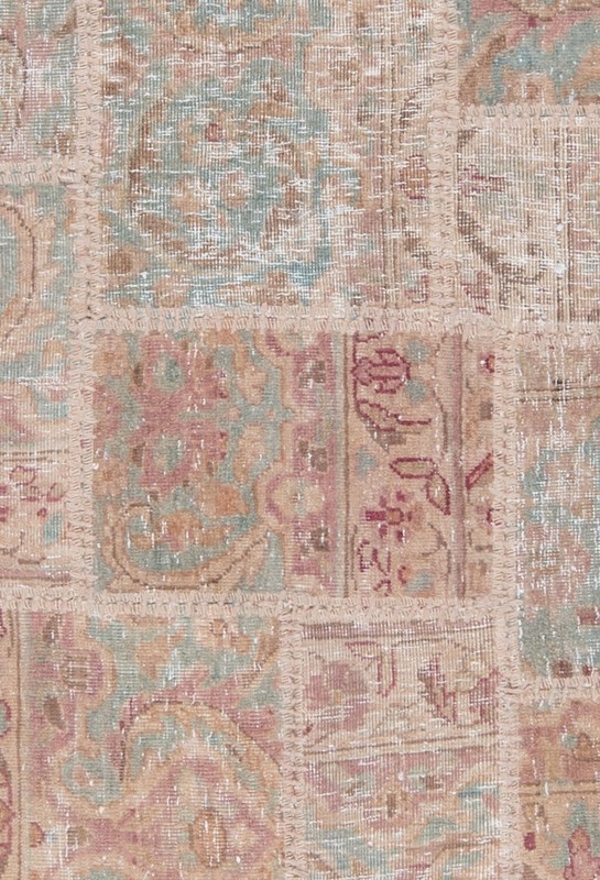 Patchwork 187x151 cm Vintage Hand Knotted Oriental Rug Beige Rectangle gallery