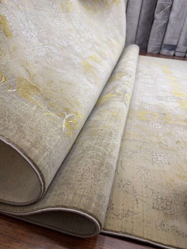 Luxury Turkish Silk Rug 7x10 Ft Gold Beige Modern Oriental Area Carpet brand new gallery