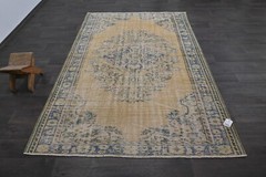 Oushak Turkish Vintage Rug 5×8 Kilim Rug Anatolian Handmade Boho Decor BEIGE