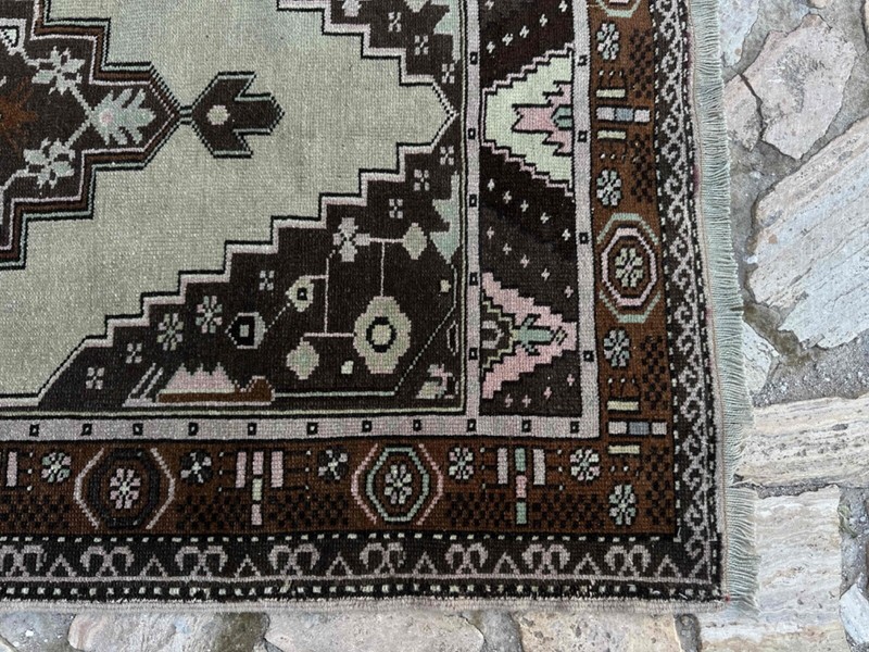 Hand-Knotted Turkish Rug 3x7 Brown Wool Traditional Carpet Muted Medium Size Rug gallery