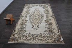 Oushak Turkish Vintage Rug 5×9 Kilim Rug Anatolian Handmade Boho Decor BEIGE