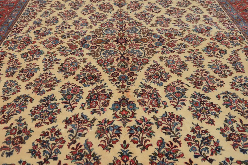 Vegetable Dye Ivory Wool Handmade Large Rug Traditional Vintage Carpet 11x16 gallery
