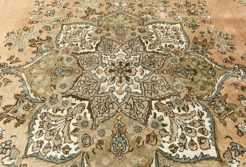 10X12 ft Handmade Semi-Antique Oriental Rug Distressed Medallion Design Carpet gallery