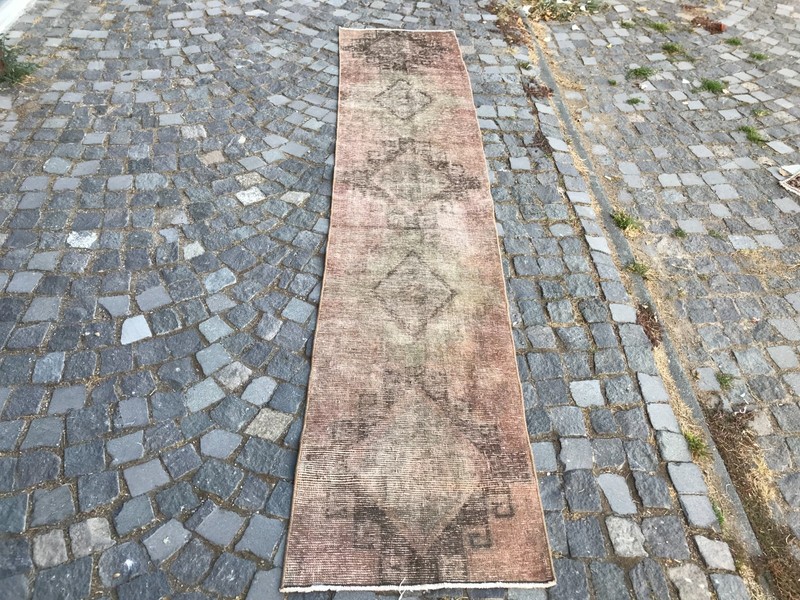 Turkish Vintage Rug Handmade Wool Rug Bohemian Runner Rug Home Rug 2,2 x 10, ft gallery