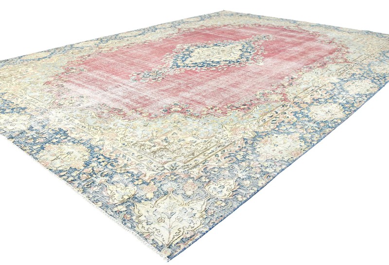 Handmade Muted Floral Distressed Oriental Rug Vintage Living Room Carpet 9X12 ft gallery