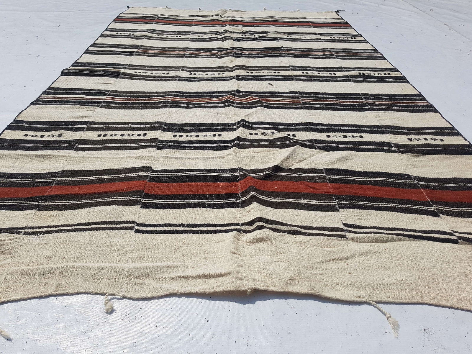 Vintage Handmade African Fulani Wool Kilim Rug Carpet 220x132 cm gallery