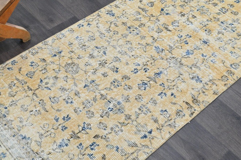 Vintage Turkish Runner Rug 2x6ft Wool Anatolian Handmade Hallway Oushak BEIGE gallery