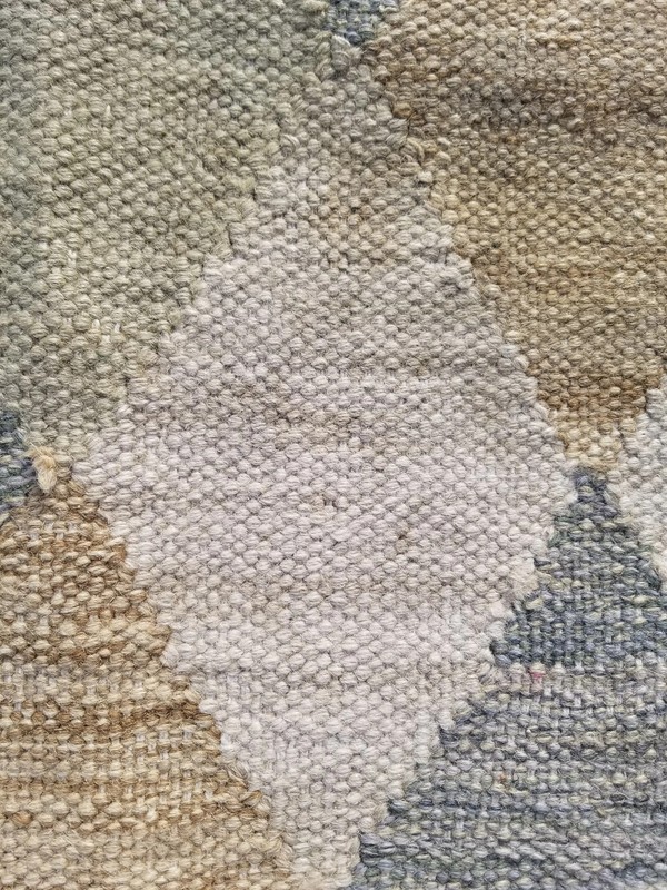 Vintage Handmade Traditional Geometric Beige Green Kilim Rug Carpet 232x151cm gallery
