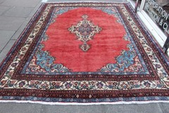 Vintage Hand Made Traditional Carpet Oriental Wool Red Large Carpet 291x225cm