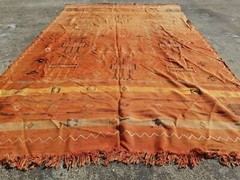Vintage Traditional Handmade Moroccan Tribal Wool Multicolor Kilim 262x157cm