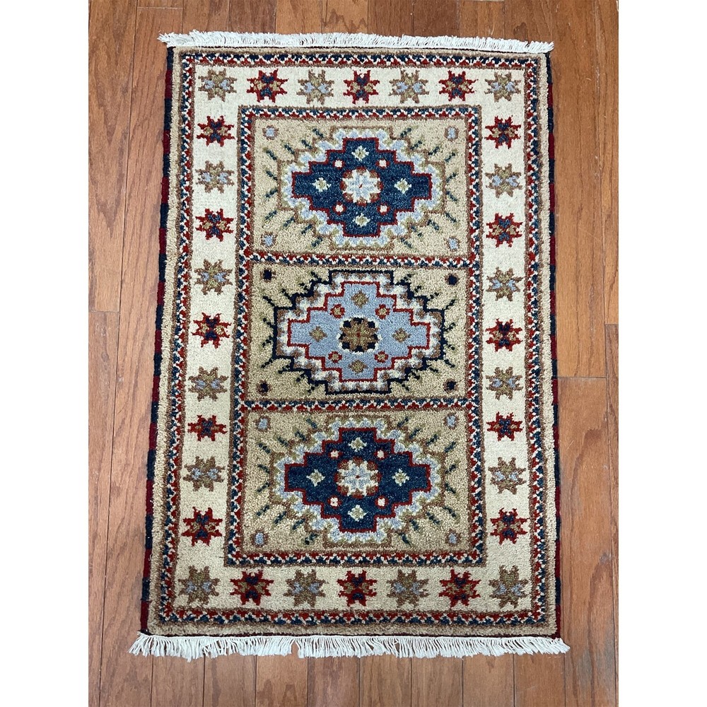 Handmade Indo Kazak Wool Rug 2' X 3'