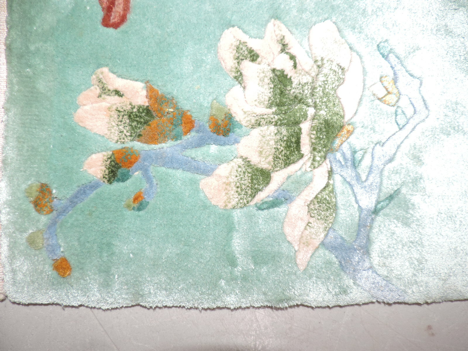 Small Mint Green Silk Pictorial Chinese Rug gallery